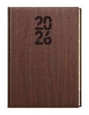 Diář denní - Ctirad s výsekem - Wood - A5 - hnědá 2026 / 20,5cm x 14,3cm / BDCk65-7-26