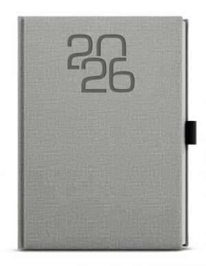 Diář denní - David - Fabric - A5 - šedá 2026 / 20,5cm x 14,3cm / BDD27-9-26