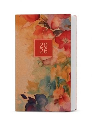 Diář měsíční - Marika - kraft - Akvarel 2026 / 15cm x 9cm / BMM2-1-26