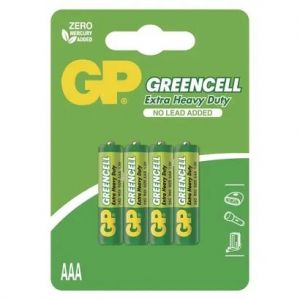 Baterie AAA mikrotužka 1,5V 4 kusy GP Greencell blistr (GP R03) Zinkochloridová baterie