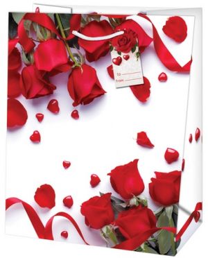 Dárková taška velká o rozměrech 26,7x33x13,7 cm s motivem růží