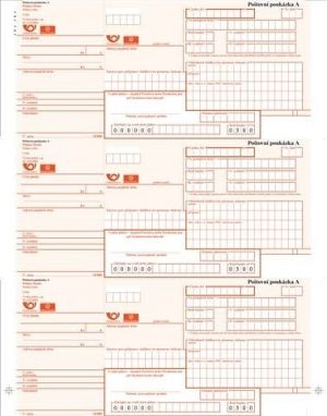 Poštovní poukázka A, VT, arch 3 ks