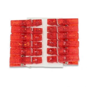 kolíčky se třpytkami (12 ks) červené