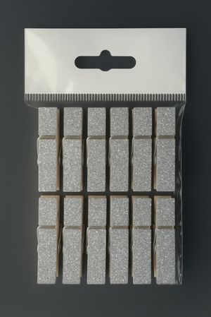 kolíčky se třpytkami 12 ks stříbrné