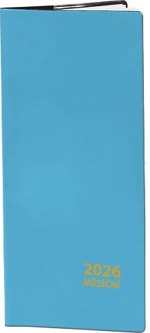 Diář měsíční modrý 2026 / 8cm x 18cm / DM185