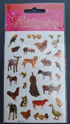 Nálepky samolepky zvířata V.papušek třpytivé 1 arch