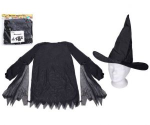 Set karneval - čarodějnice (šaty, klobouk) černá