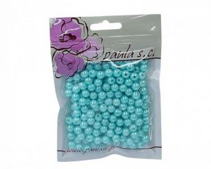 Korálky 8mm světle modré plastové 50 g