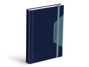Diář denní D801 PU blue/dark blue s gumkou 2026 / 20,5cm x 14cm / 7781459