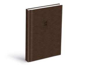Diář denní D801 PU dark brown 2026 / 20,5cm x 14cm / 7781455