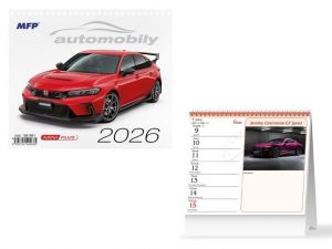 Kalendář stolní mini Automobily 2026 / 17,5cm x 17cm / 1061661