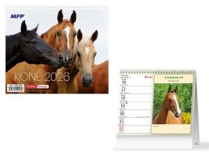 Kalendář stolní mini Koně 2026 / 17,5cm x 17cm / 1061664