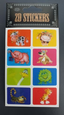 Nálepky samolepky 2D měnící zvířátlka animované I. kravička 1 arch