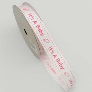 Dekorační stuha baby 1,5cm růžová a bílá baby