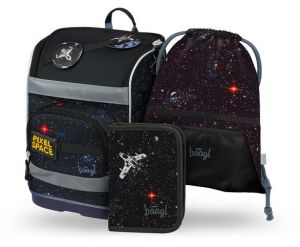 BAAGL SET 3 Zippy Plus Pixel Space: aktovka, penál, sáček GRS