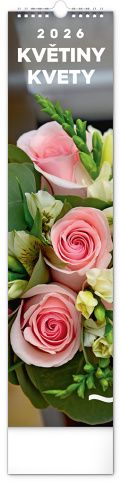 Kalendář nástěnný Květiny – Kvety 2026, 12 x 48 cm / PGN-35755-L