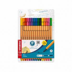 STABILO Jemný liner - point 88 - 15 ks sada - 15 různých barev včetně 5 neonových