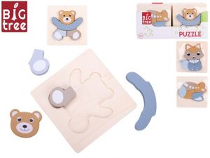 Big Tree puzzle dřevěné 15x15cm 4-5ks 3druhy 18m+ ve fólii
