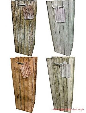 Dárková taška na lahev 13×35×10 cm – Dřevěný vzor
