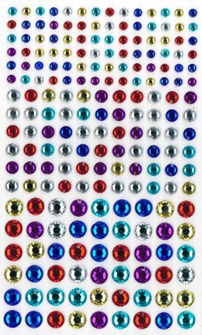 Samolepící kamínky DS77 - 204 ks mix bárev