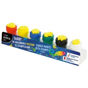 Prstové barvy pastelové 6 ks KIDEA s razítky
