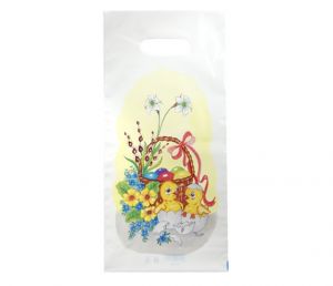 Taška velikonoční bílá 20 x 40cm - Kuřátka