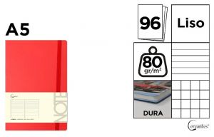 Notes A5 s gumou 96l - červený
