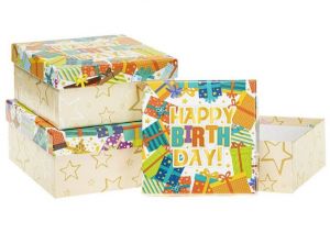 Sada dárkových krabiček 3 ks happy birthday