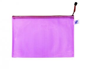 Síťovaná obálka se zipem A4 růžová