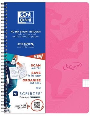 Oxford - Blok spirálový Oxford Nordic Touch A4+/70 listů čtverečkovaný, růžový