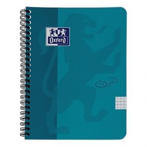 Oxford - Blok spirálový Oxford Nordic Touch A5+/70 listů čtverečkovaný, tyrkysový