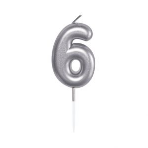 ALBI Svíčka dortová stříbrná 5 cm číslo 6