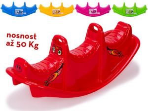 Houpačka plastová 100x37x39cm se samolepkami nosnost 50kg 5barev 18m+