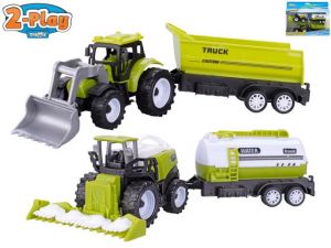 2-Play Traffic traktor a kombajn 12cm volný chod s přívěsem 2ks 13cm v krabičce
