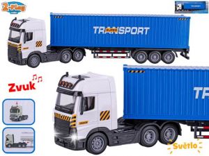 2-Play Traffic auto nákladní s přívěsem 38cm na setrvačník na baterie se světlem a zvukem