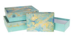 Dárkové krabičky LUX 1 ks – mramorově tyrkysové střední