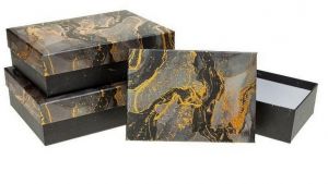 Dárkové krabičky LUX mramorově černé střední