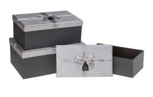Dárkové krabičky LUX šedé s mašlí malá
