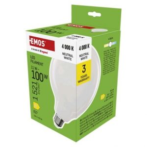 EMOS LED žárovka Filament G125 / E27 / 11 W (100 W) / 1521 lm / neutrální bílá