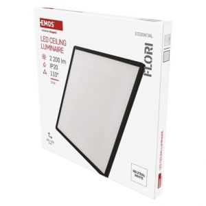 EMOS LED přisazené svítidlo FLORI čtvercové, černé, 22W, neutrální bílá