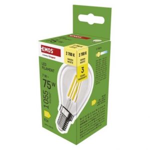 EMOS LED žárovka Filament Mini Globe / E14 / 7 W (75 W) / 1055 lm / teplá bílá