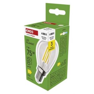 EMOS LED žárovka Filament Mini Globe / E14 / 7 W (75 W) / 1055 lm / neutrální bílá
