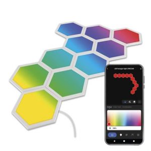 EMOS GoSmart LED svítidlo Hexagon, startovací sada, 10 dílů, 19 W, RGBIC stmívatelné, WiFi