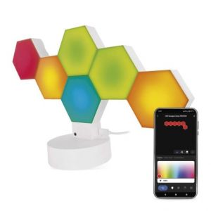 EMOS GoSmart LED stolní lampa Hexagon bílá, 6 dílů, RGBIC stmívatelná, WiFi