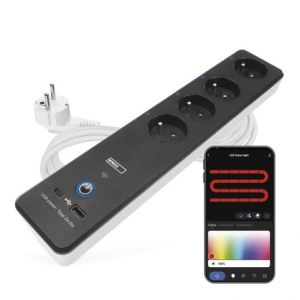 EMOS GoSmart prodlužovací kabel 2 m / 4 zásuvky / s vyp. / s USB / bílá-černá / PVC / 1,5