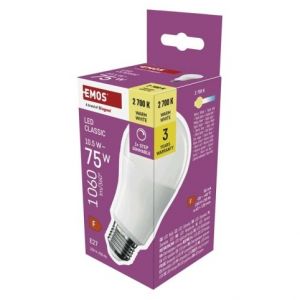 EMOS LED žárovka Classic A60 / E27 / 10,5 W (75 W) / 1 060 lm / teplá bílá /krokově stmíva