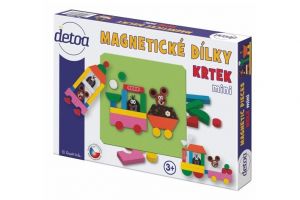 Magnetické dílky mini Krtek dřevo 27ks v krabici 27x19x3cm