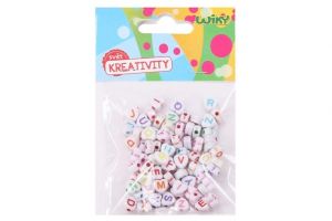 Korálky 12 g barevné Abeceda v sáčku 7x11cm