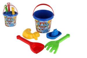 Sada na písek 5ks plast Paw Patrol/Tlapková patrola modrá v síťce 12x22x12cm 12m+ Wader