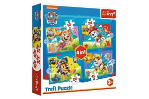 Puzzle 4v1 Štěňata v běhu Tlapková patrola/Paw Patrol 28,5x20,5cm v krabici 28x28x6cm